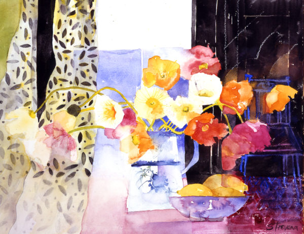 Arctic Poppies in a Blue Jug screen print