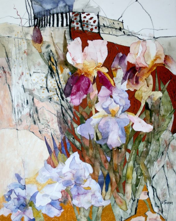 Irises by the Rock Print