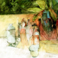 Potted Palm Still Life - Watercolour & Graphite Pencil - 37 x 37 cm - £650