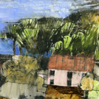 A Small Pink House - Monoprint, Watercolour & Collage - 25 x 59 cm - £750 a-small-pink-house