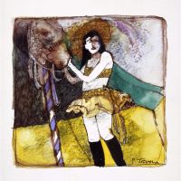 Circus Girl 3 - Pen, Watercolour & Oil Pastel 10 x 10 cm Circus Girl 3