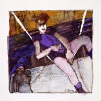 Circus Girl 4 - Pen, Watercolour & Oil Pastel 10 x 10 cm Circus Girl 4