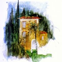 Golden Villa, Tuscany - Watercolour & Graphite 35 x 27 cm Golden Villa, Tuscany