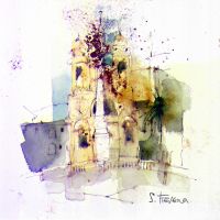 Roma, Piazza di Spagna, Trinita die Monti - Mixed Media 12 x 10 cm Roma, Piazza di Spagna, Trinita die Monti