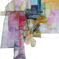 Sketch for Pink Bag & Small Objects - Watercolour & Graphite Pencil - 40 x 36 cm - £350 tables-chairs