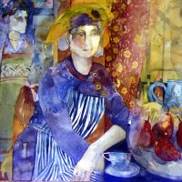Woman Wearing a Golden Crown - Watercolour 38 x 49cm Woman Wearing a Golden Crown